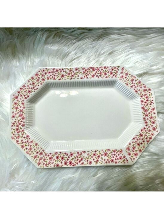Other - Independence Ironstone Platter Ceramic Floral Pink & White Vintage